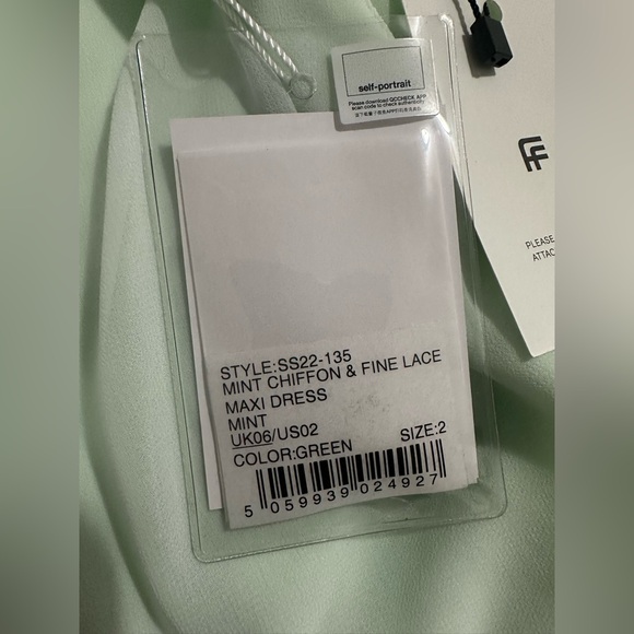 Self-Portrait Mint Chiffon and Fine Lace Pleated Dress - Picture 7 of 13